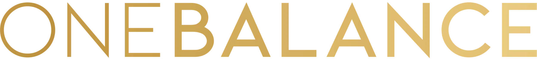 Goldenes ONEBALANCE Logo mit Schriftzug „Privatpraxis für Physiotherapie“ auf schwarzem Hintergrund.
